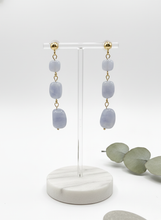 Load image into Gallery viewer, Blue Agate Earrings - Minimal Earrings in Natural Stone
