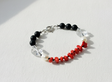 Carica l'immagine nel visualizzatore di Gallery, Bracciale Tormalina Nera Corallo Bambù Annodata a Mano - Alchimia - Cristallo di Rocca