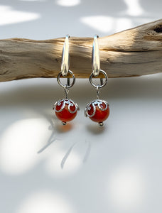 Pendientes Astra - Pendientes Minimalistas de Piedra Natural - ágata roja 