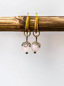 Pendientes Astra - Pendientes Minimalistas de Piedra Natural - Cuarzo Rosa