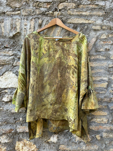 Blusa Bea -  seta deadstock Ecoprint - verde