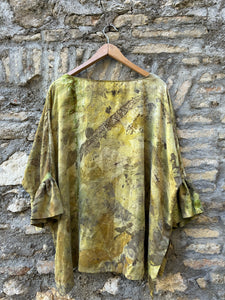 Blusa Bea -  seta deadstock Ecoprint - verde