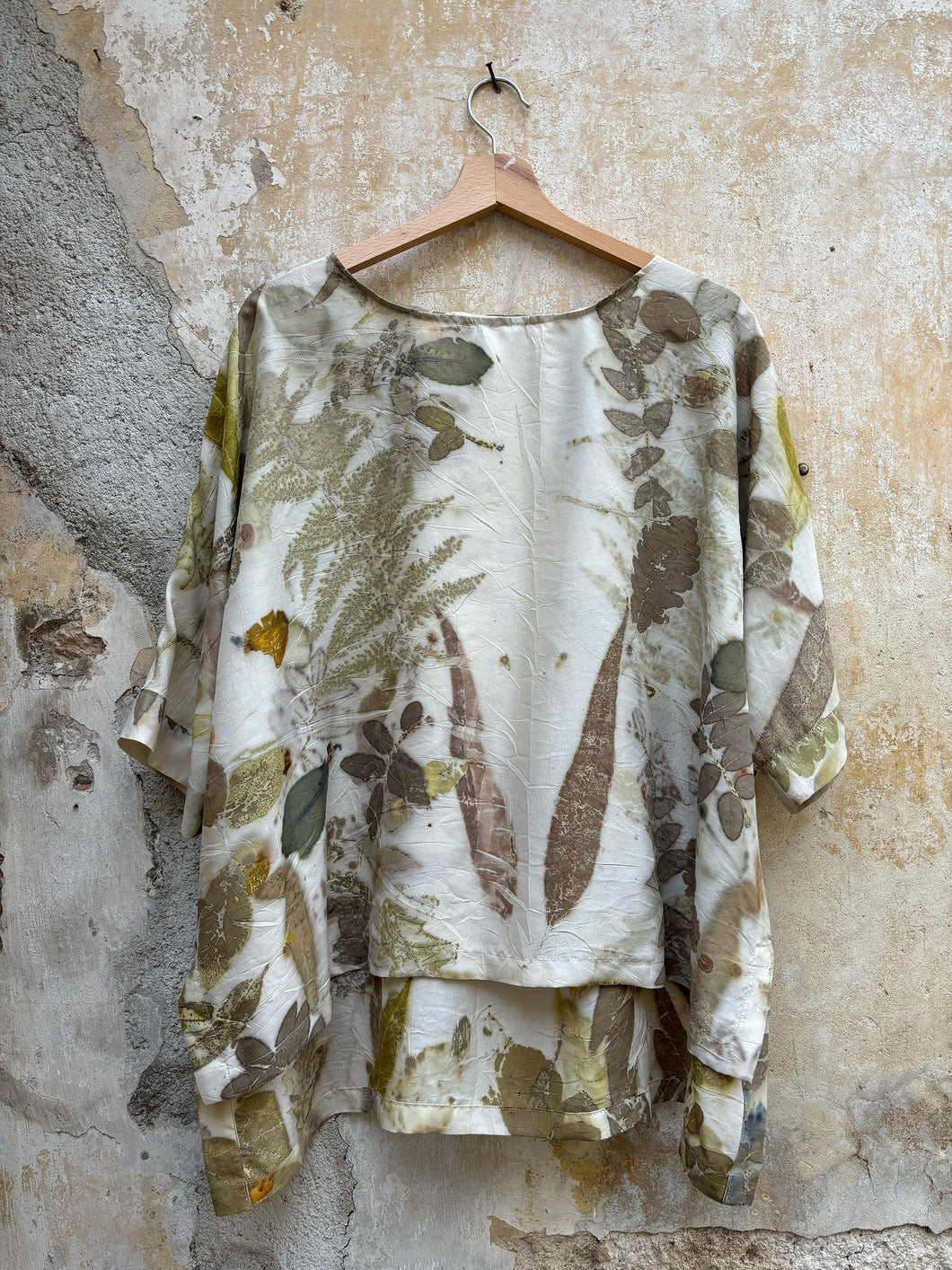 Blouse Bea - deadstock silk - Ecoprint 