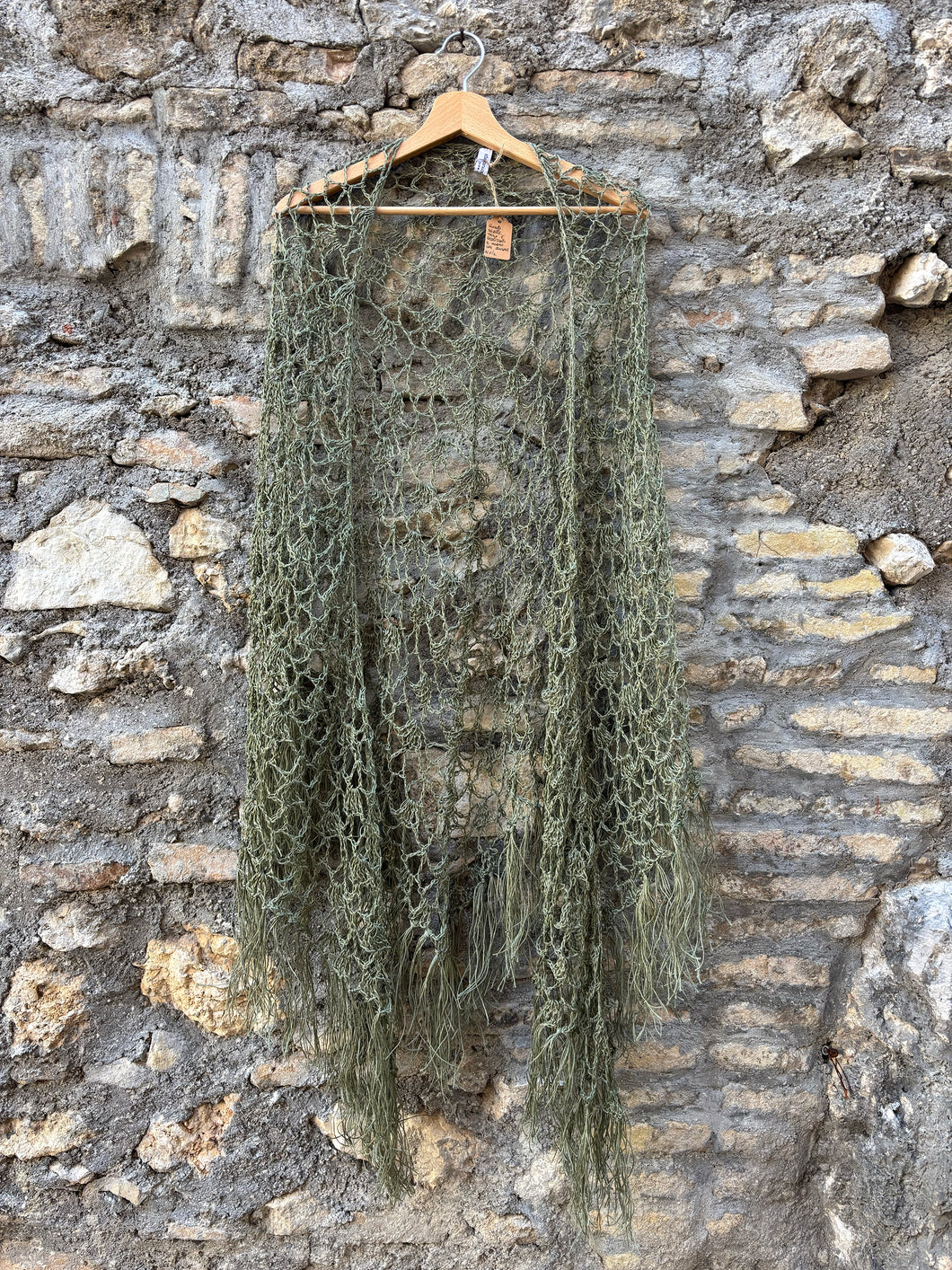 Maxi Scialle Boho uncinetto con frange in Lino 100% - Frida's Wings