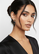 Load image into Gallery viewer, Black Diamond Earrings - Faceted Black Crystals Steel
