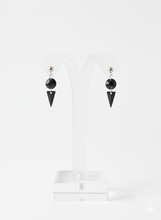 Load image into Gallery viewer, Black Diamond Earrings - Faceted Black Crystals Steel
