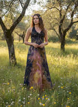 Load image into Gallery viewer, Long silk dress Wild Transparency - Ecoprint and plant dye
