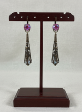 Load image into Gallery viewer, Morgana Earrings - Swarovski Crystals and Antique Bronze Fuchsia/Smoke
