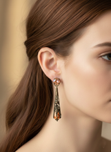 Load image into Gallery viewer, Morgana Earrings - Swarovski Crystals and Antique Pink / Red Bronze

