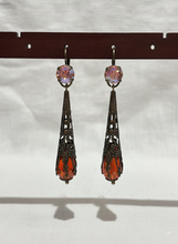 Load image into Gallery viewer, Morgana Earrings - Swarovski Crystals and Antique Pink / Red Bronze
