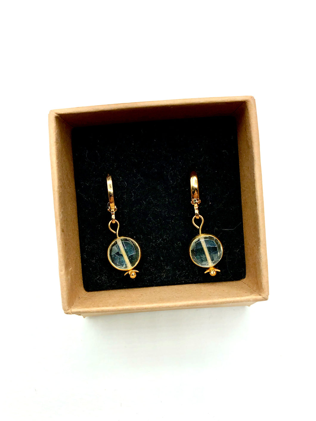 Minimal Earrings Round Faceted Stones
