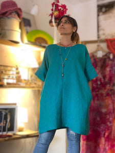 Mia short dress with pockets - Emerald Green