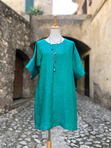 Vestido corto Mia con bolsillos - Verde Esmeralda