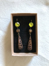 Load image into Gallery viewer, Long Earrings &quot;Morgana&quot; collection - Crystals and Brass

