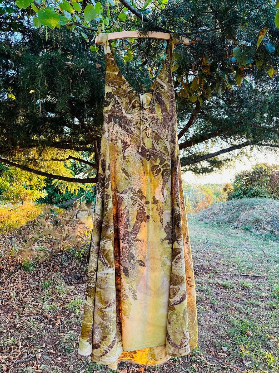 Splendore long dress - Ecoprint and vegetable dye