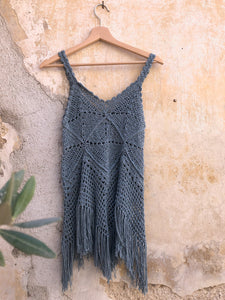 Top Crochet with Fringe Denim - Linen