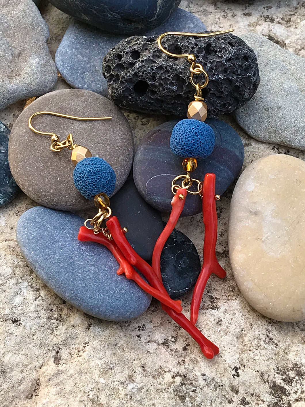 Lava Bijoux - Lava earrings and salvaged corals