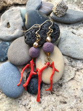 Load image into Gallery viewer, Lava Bijoux - Lava earrings and salvaged corals

