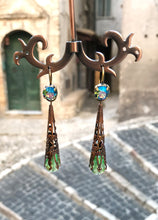 Load image into Gallery viewer, Long Earrings &quot;Morgana&quot; collection - Crystals and Brass
