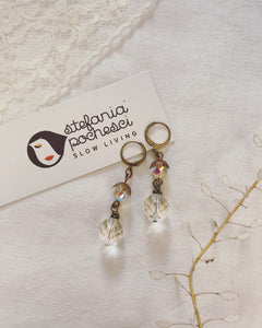 Long Earrings "Pixie" collection - Bohemian Crystals and Glass - Antique bronze
