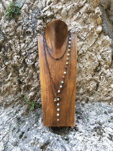 Bijoux Byzantium Necklace - Amazonite and Swarovski Pearls